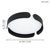 Eglo Zwarte plafondlampValcasotto Ø 37cm - 99621 - thumbnail