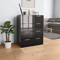 Dressoir 60x35x80 cm bewerkt hout hoogglans zwart - thumbnail