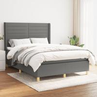 Boxspring met matras stof donkergrijs 140x200 cm - thumbnail