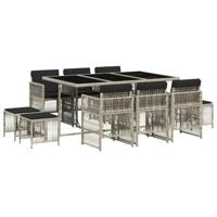 11-delige Tuinset met kussens poly rattan lichtgrijs - thumbnail
