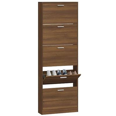 VidaXL Schoenenkast 59x17x169 cm bewerkt hout bruin eikenkleur