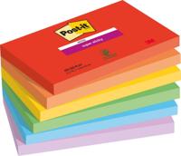 Post-it Super Sticky notes Playful, 90 vel, ft 76 x 127 mm, geassorteerde kleuren, pak van 6 blokken - thumbnail