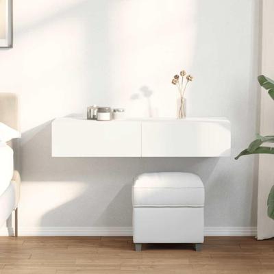 Wandschap met lades 100x36x19 cm bewerkt hout wit Wandschap met lades 100x36x19 cm bewerkt hout wit