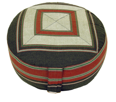 Yogi & Yogini Meditatiekussen Rond Katoen Groen - Patroon Crème - 33 x 17 cm