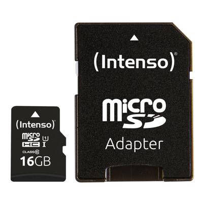 Micro SD geheugenkaart met adapter INTENSO 34234 UHS-I Premium Inhoud 16 GB