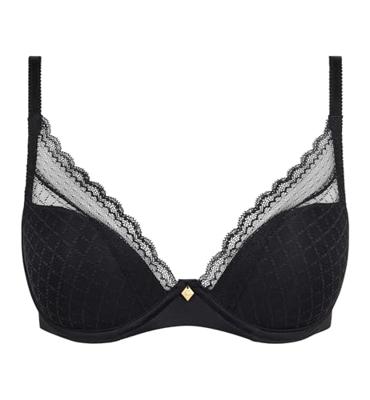 - Beugel Plunge BH - Norah Chic - Kanten beugel bh met goede ondersteuning - Stevige zwarte bh met uitneembare pads - Decollete bh