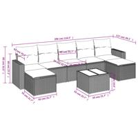 8-delige Loungeset met kussens poly rattan beige - thumbnail