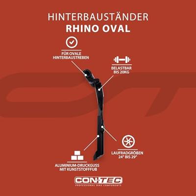 CONTEC hinterbauständer "rhino oval" ct rear kickstand oval 24" - 29" black CONTEC hinterbauständer "rhino oval" ct rear kickstand oval 24" - 29" black