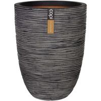 Capi nature elegant laag rib nl kunststof vaas 46x58 cm antraciet - thumbnail