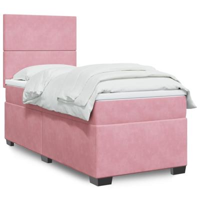 Boxspring met matras fluweel roze 140x190 cm