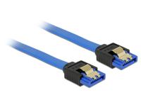 Delock 84979 Kabel SATA 6 Gb/s bus recht > SATA bus recht 50cm blauw met gouden clips - thumbnail