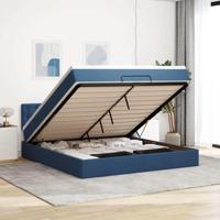 Ottoman bed met matras 160x200cm stof blauw - thumbnail