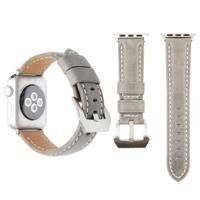 Echte lederen pols horloge Band met roestvrij stalen gesp voor Apple Watch serie 3 & 2 & 1 38mm (grijs) - thumbnail