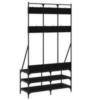 Kledingrek met schoenenrek 100x40x184 cm zwart - thumbnail