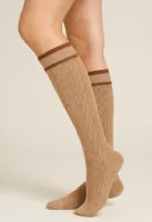 Marcmarcs dames kniekous - Courtney - Hoge beige katoenen dames sokken - thumbnail