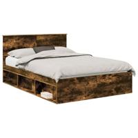 Bedframe Gerookt eiken 140 x 190 cm Massief grenenhout - thumbnail