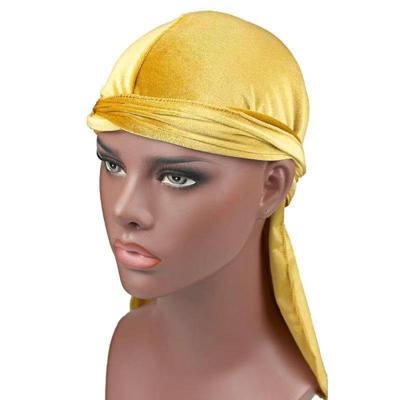 Fluweel tulband cap lange staart piraat Hat chemotherapie Cap (goud)