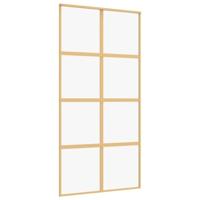 Schuifdeur 102,5x205 cm helder ESG-glas en aluminium goudkleur - thumbnail