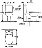 Grohe Bau WC-pack diepspoel AO Rimless m. keramisch reservoir met closetzitting met deksel met softclose wit 39346000 - thumbnail