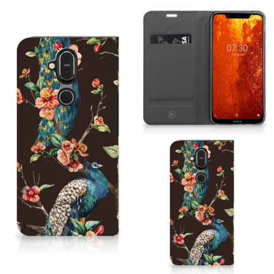 Nokia 8.1 Hoesje maken Pauw met Bloemen