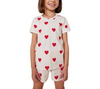 Pyjacourt voor meisjes met hartje en korte mouwen PETIT BATEAU in biokatoen hartjesmotief - thumbnail