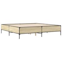 Bedframe bewerkt hout metaal sonoma eikenkleurig 180x200 cm - thumbnail
