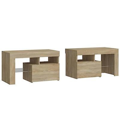 Nachtkastjes 2 st LED-verlichting 70x36,5x40 cm sonoma eiken