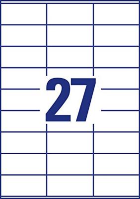 Avery Zweckform 3479, Universele etiketten, Ultragrip, wit, 100 vel, 27 per vel, 70 x 32 mm Avery Zweckform 3479, Universele etiketten, Ultragrip, wit, 100 vel, 27 per vel, 70 x 32 mm