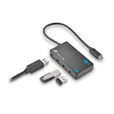 NGS WONDER IHUB4 - USB-C Hub, Bevat 4 Poorten, Hoge Snelheid Bestandsoverdracht, Compatibel met USB 1.0, USB 1.1, USB 2.0 en USB 3.0, Zwart