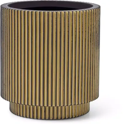 Capi Bloempot Cilinder Groove Goud-Zwart Ø19cm Capi Bloempot Cilinder Groove Goud-Zwart Ø19cm