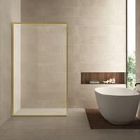 Wiesbaden Square Inloopdouche 120x200 cm - Nano Glas & Messing - thumbnail
