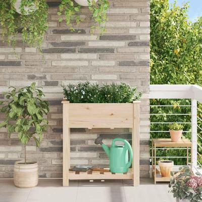VidaXL Tuin bloempot beige 71 x 37 x 76,5 cm massief vurenhout