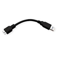 ROLINE USB 3.2 Gen 1 kabel, type, A M - Micro B M, zwart, 0,15 m - thumbnail