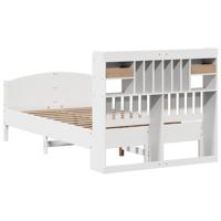 Bed met boekenkast zonder matras grenenhout wit 140x190 cm - thumbnail