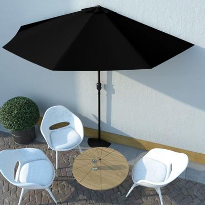 VidaXL Balkonparasol half met aluminium paal 300x155x223 cm zwart
