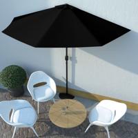 VidaXL Balkonparasol half met aluminium paal 300x155x223 cm zwart - thumbnail