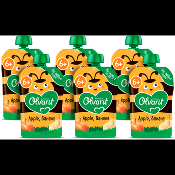 Olvarit Knijpfruit Appel Banaan 6+ Maanden 6 x 100 g bij Jumbo
