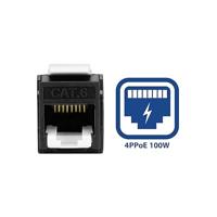 ACT Keystone Jack RJ45 CAT6 Unshielded toolless met shutter. zwart - thumbnail
