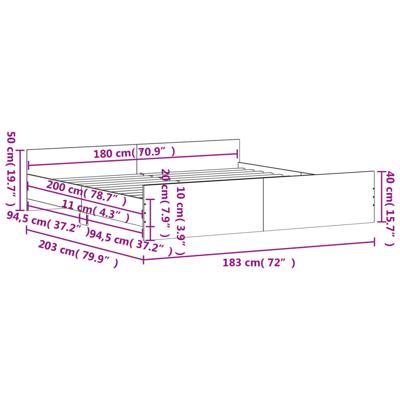 Bedframe met hoofd- en voeteneinde gerookt eiken 180x200 cm