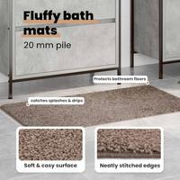 VidaXL Antislip badmat set 3 pcs bruin pp - thumbnail