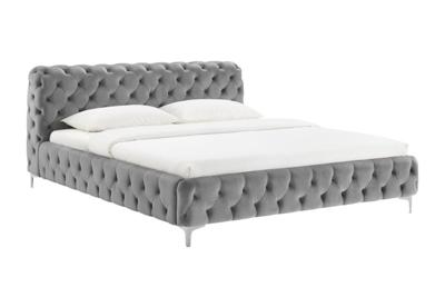 Designbed MODERN BAROK 160x200cm grijs fluweel Chesterfield tweepersoonsbed - 46161