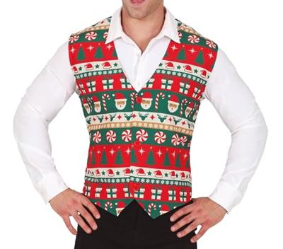 Kerst Gilet Heren Candy Cane