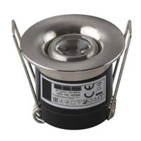 LED Veranda Spot Verlichting - Inbouw Rond 1W - Natuurlijk Wit 4200K - Mat Chroom Aluminium - Ø41mm - thumbnail