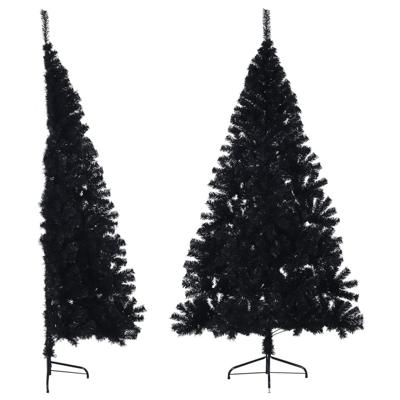 VidaXL Kunstkerstboom met standaard half 180 cm pvc zwart VidaXL Kunstkerstboom met standaard half 180 cm pvc zwart