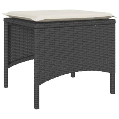 Tuinbank 2-zits met tafel en voetenbanken poly rattan zwart Tuinbank 2-zits met tafel en voetenbanken poly rattan zwart