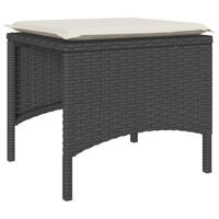 Tuinbank 2-zits met tafel en voetenbanken poly rattan zwart - thumbnail