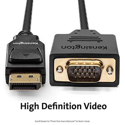 Kensington DisplayPort 1.2 naar VGA Kabel, 1,8 Meter M/M Passieve Eenrichtingsadapter, DP++, Full HD, 1080p, Kabel voor Monitoren en Projectors, Hoogwaardige Computeraccessoires (K33024WW)