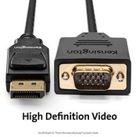 Kensington DisplayPort 1.2 naar VGA Kabel, 1,8 Meter M/M Passieve Eenrichtingsadapter, DP++, Full HD, 1080p, Kabel voor Monitoren en Projectors, Hoogwaardige Computeraccessoires (K33024WW) - thumbnail