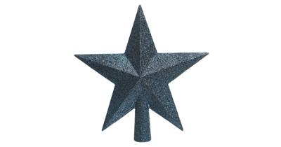 Decoris Piek kunststof 4x19cm ster glitter blauw