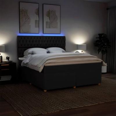 Boxspring met matras stof zwart 180x200 cm